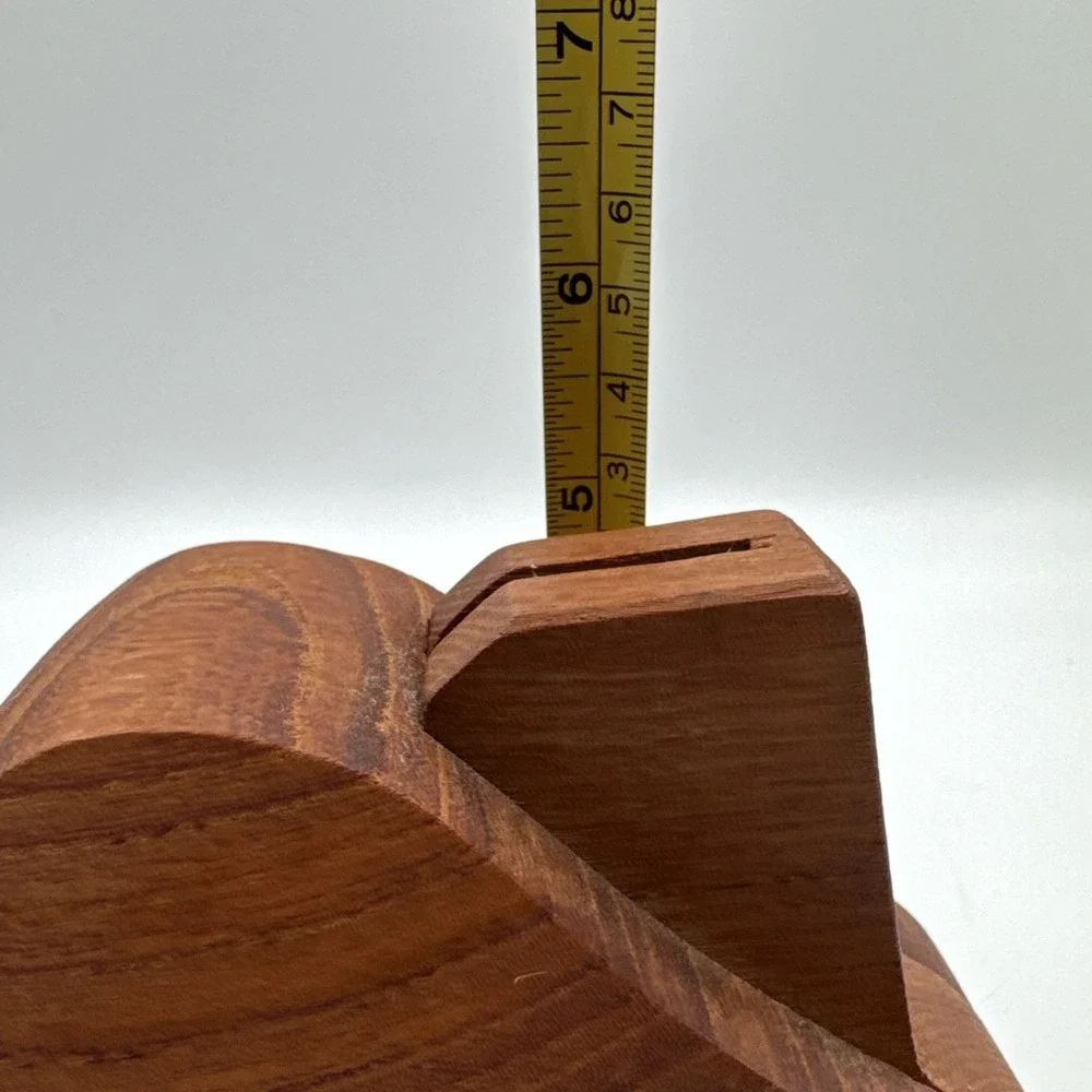Vintage Handcrafted Teak Wood Log Cabin House Coin Bank Piggy Bank Minimalist 5" - Picture 11 of 11